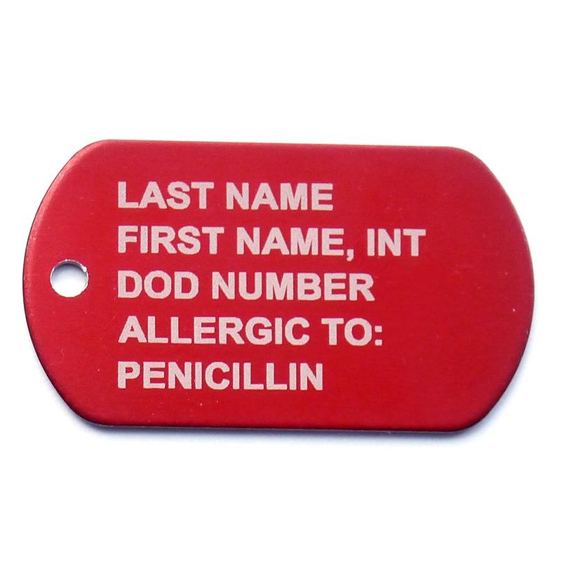 Medical Alert Red Dog Tags Custom Laser Engraved Bradley s Custom