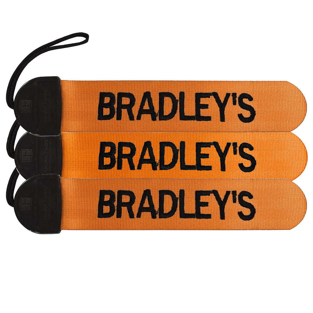 Orange Gear Tags With Embroidered Text