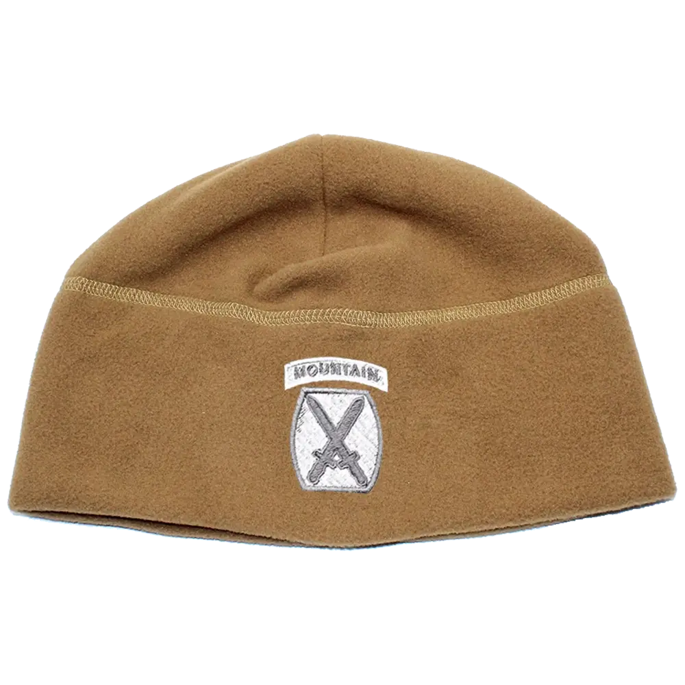 10th Mountain Division Embroidered Polartec Micro-Fleece Hat Coyote Brown 2s