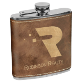 Personalized Whiskey Flask - Rustic Leatherette