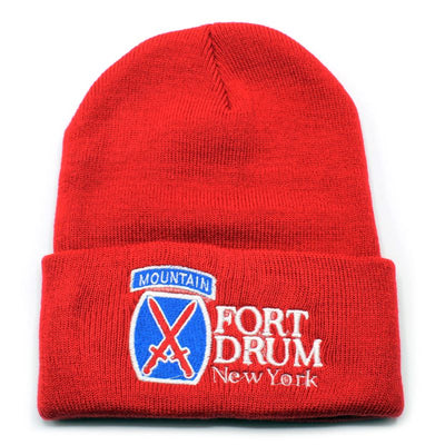 10th Mountain Division Winter Beanie Hats With Embroidered Crests
