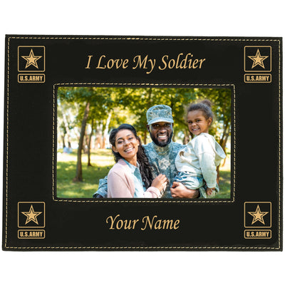 Personalized I Love My Soldier Picture Frame With Army Logos 5"X7"
