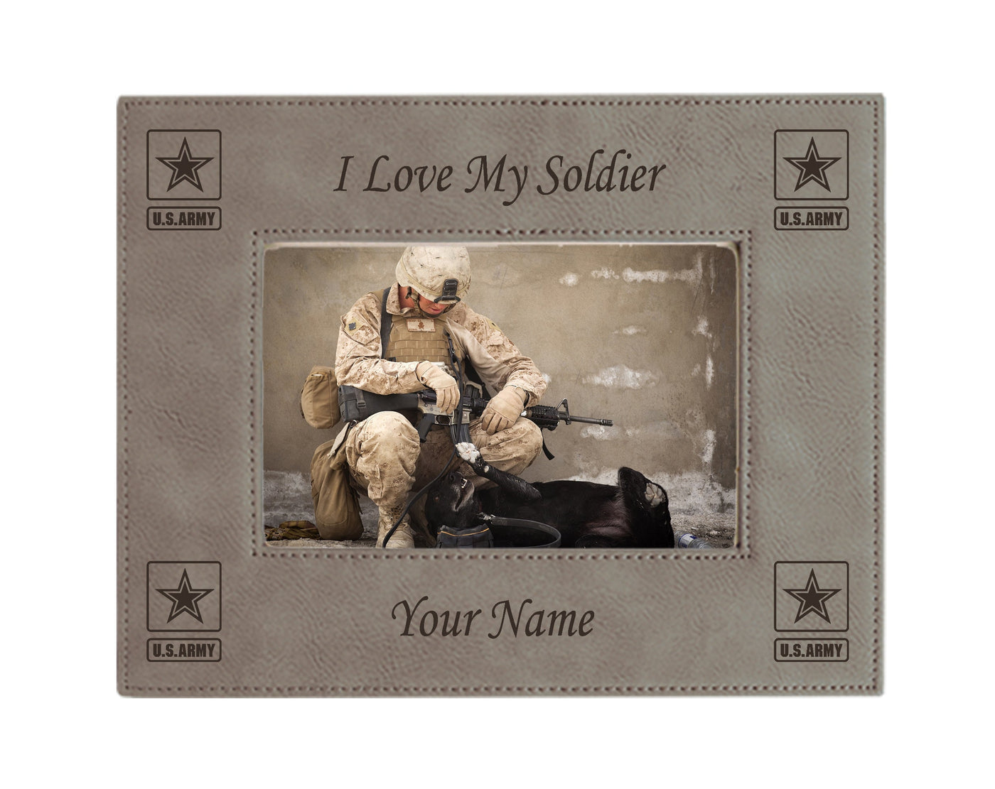 Personalized I Love My Soldier Picture Frame With Army Logos 5"X7"
