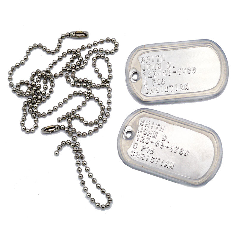 Silver army dog tags deals
