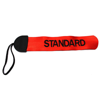 Red Gear Tags With Embroidered Text