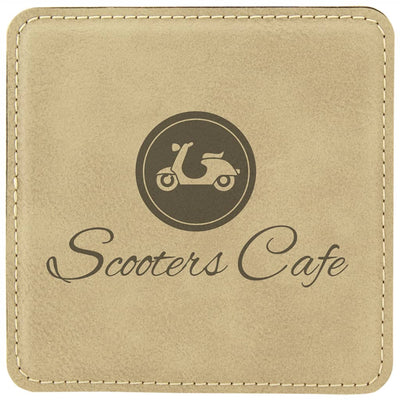 Light Brown Custom Faux Leather Drink Coaster