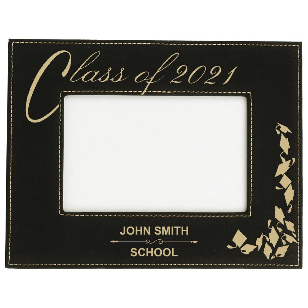 Gold and Black Class of 2021 Graduation Picture Frame With Custom Text